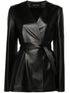 wrap-design leather jacket
